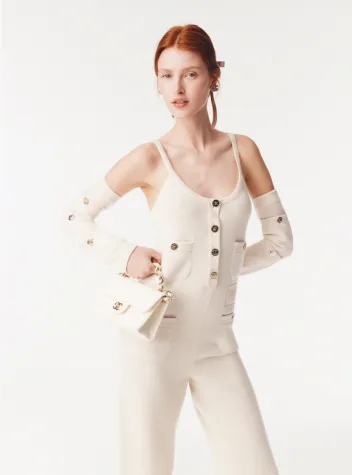 Chanel Macacão com alças Branco